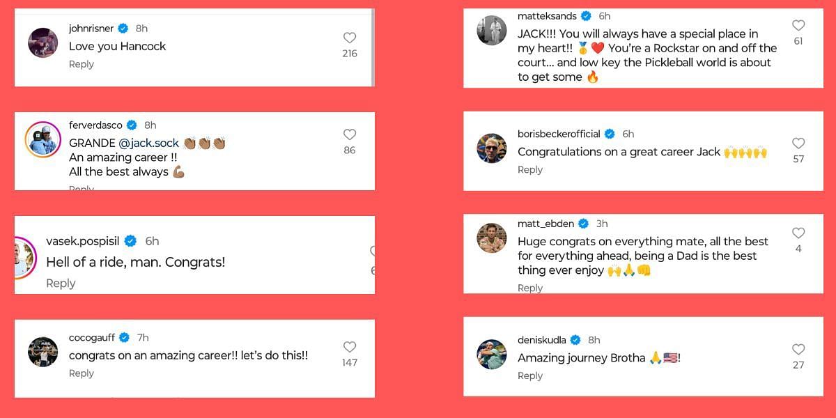 Coco Gauff, Boris Becker, John Isner and others on Instagram